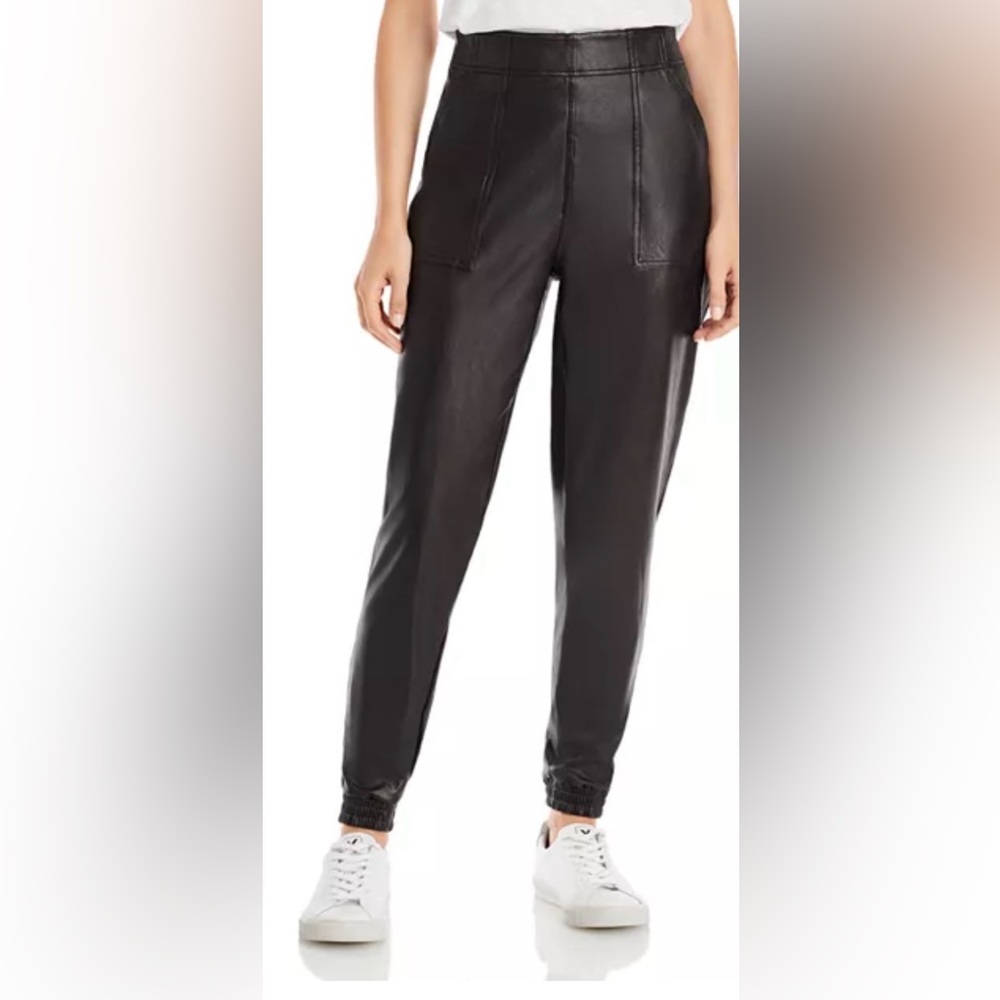 SPANX Black Faux Leather Joggers Size Small